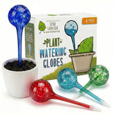 Little Green Leaf front view of four large watering globes, decorative hydration