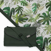 Little Unicorn front view of tropical leaf blanket showing full pattern and usable area