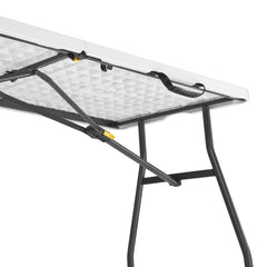 Living and More close-up of tabletop texture and edge highlighting easy-clean surface benefit