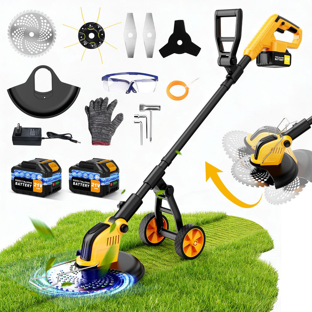 Lmozim front-angle view showing tool versatility and compact profile for quick yard jobs