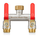 LNEZCDB front view showing heavy-duty brass and dual outlets for reliable splitting