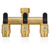 LNEZCDB front view of 3-way splitter showing durable brass body for reliability