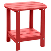LOENIY front view of red two-tier side table showing sturdy design and space saving benefit