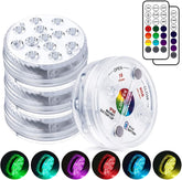 LOFTEK front view of four submersible LED pucks, showing compact design and waterproof seal