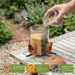 LO NA LOVE NATURE top view revealing three compartments to offer multiple seed types