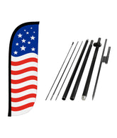 LookOurWay front view of feather flag showing full design and high visibility