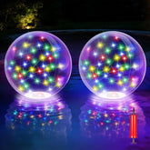 LORRYTE front view of floating pool light showing bright multicolor glow and visual appeal