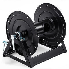 Lounsweer front view of reel showing drum and frame for durable hose storage