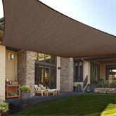 LOVE STORY front view of brown rectangle sail showing clean canopy and even shade