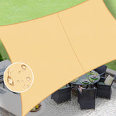 LOVE STORY front view of 6.5'x10' sand shade sail showing full coverage and clean lines