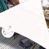 LOVE STORY front view of white 12ft patio shade sail showing clean coverage and cool shade