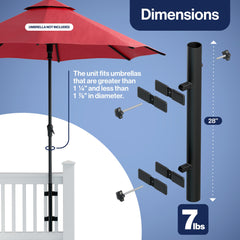 LOVE YOUR DECK side profile with umbrella pole demonstrating space-saving benefit