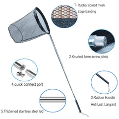 LPEIEB extended stainless steel pole reaching over water for safe capture
