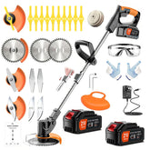 LPFGSLF front view showing complete cordless weed wacker and benefits of portability