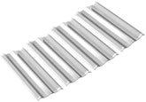 LS'BABQ front view of four stainless flame tamers showing clean replacement benefits