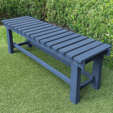 LSPYYDS front view blue bench showing compact outdoor seating and durability