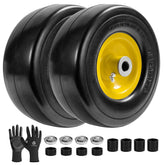 LTNICER front view of two flat free tires showing durable construction and ready-to-install benefit