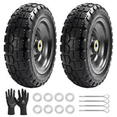 LTNICER front view of 10-inch wheel showing solid tread and durable rim benefit: no flats