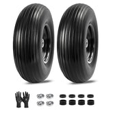 LTNICER front view of 13-inch flat-free wheel showing solid PU and steel rim durability
