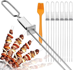 Lucalda skewers front view showing full 17-inch set and box