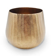 Luene front view of gold hammered planter showing elegant silhouette and style