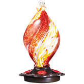 LUJII front view red spiral feeder showing decorative shape and easy monitoring