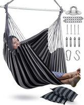 Lulladle front view of XXL hammock chair showing roomy seat and hang design for comfortable lounging