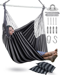 Lulladle front view of XXL hammock chair showing roomy seat and hang design for comfortable lounging