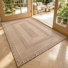 LUMI front view door mat showing full 32x48 size and neutral tone benefit