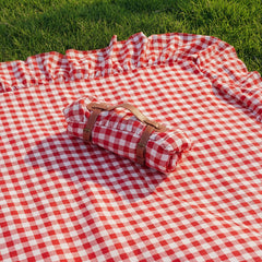 Lumina Garden front view showing red gingham top and ruffled edge, great for photos