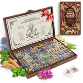 LUSH&DEWㅤ front view of wooden seed chest showing gift-ready packaging and organization
