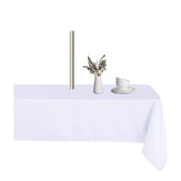 LUSHVIDA front view of white rectangle tablecloth shows neat finish and coverage
