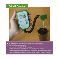Luster Leaf digital display detail with clear numbers for easy pH, temperature and fertility reading