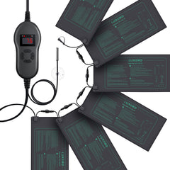 LUXBIRD front view showing six mats and thermostat for organized temperature control