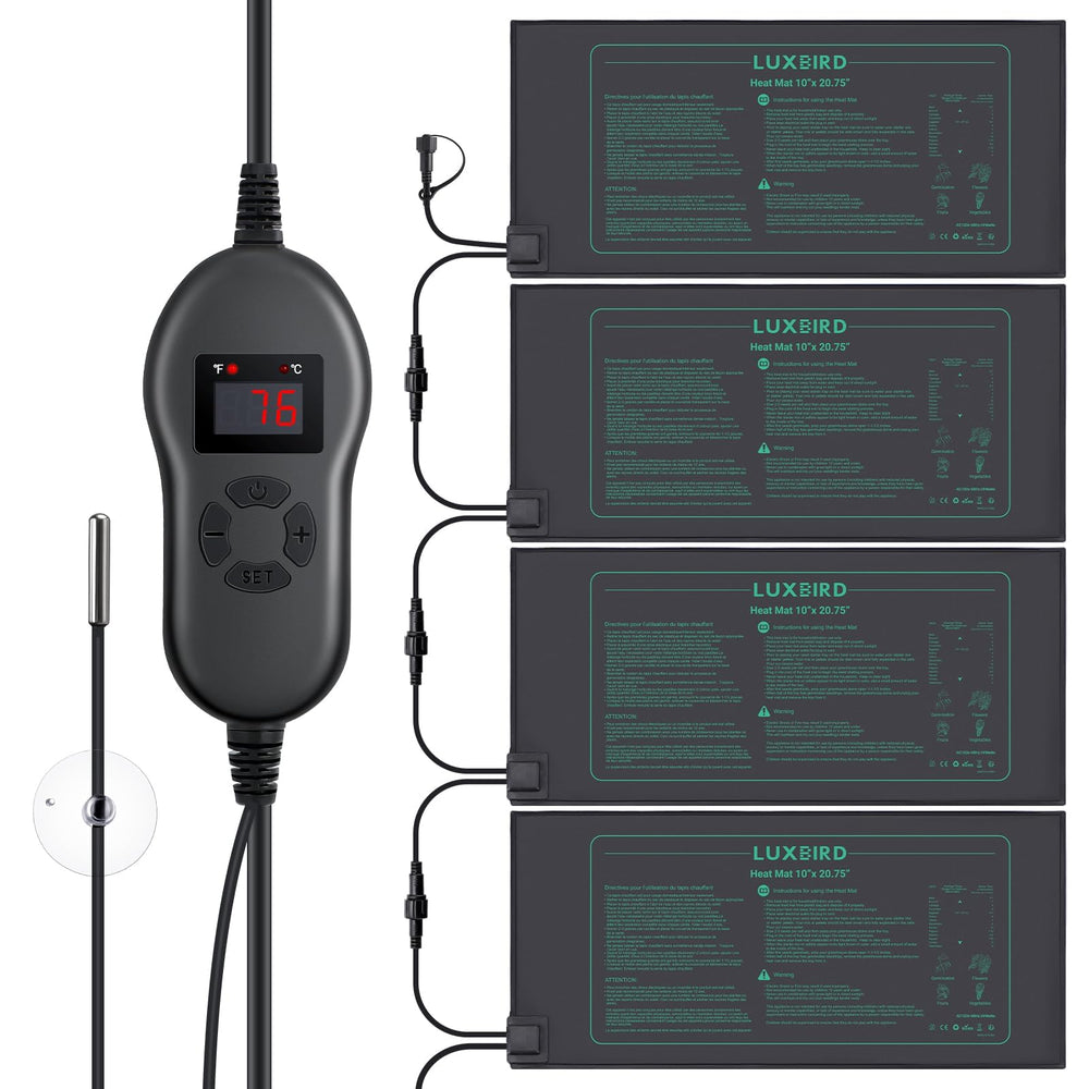 Luxbird front view of four mats with controller, ready-to-use heating solution
