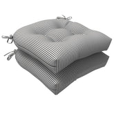 LVTXIII front view of two Topanga Stripe Grey cushions showing design and shape for enhanced seating
