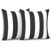 LVTXIII front view of Cabana Black pillows showing pattern and piping benefit
