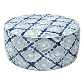 LVTXIII front view boho blue pouf showing stylish design and stable support