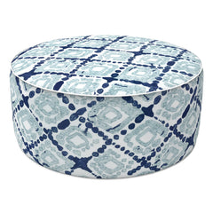 LVTXIII front view boho blue pouf showing stylish design and stable support