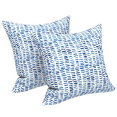 LVTXIII front view of two pebble blue pillows showing pattern and color benefit: instant style