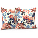 LVTXIII front view of red chrysanthemum pillows showing vibrant pattern and quick style upgrade