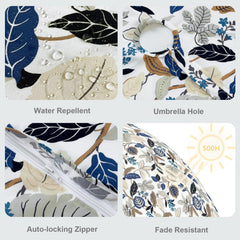 LVTXIII umbrella hole detail centered on cloth allows easy umbrella use benefit