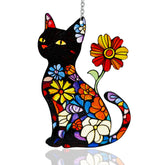 LXTMMRLJQ black cat suncatcher front view shows elegant silhouette and bright appeal