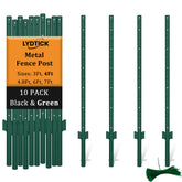 LYDTICK 4ft T-post front view showing green powder-coated finish and straight profile, durable support