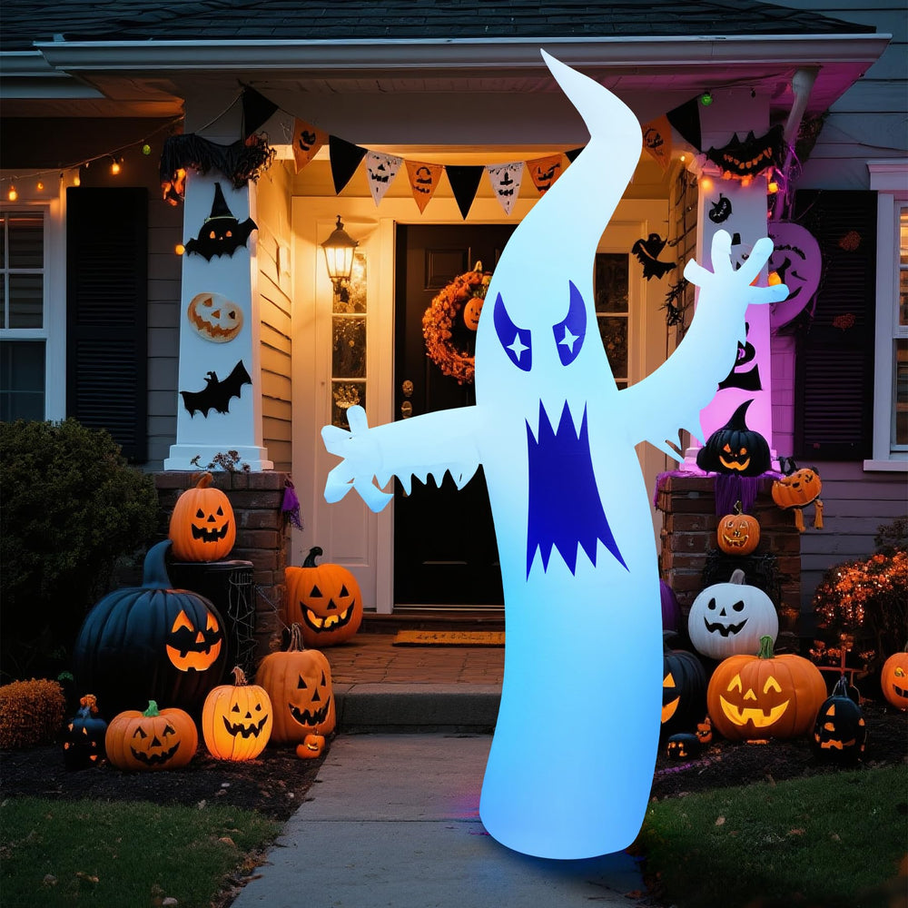 LZLXXLZL front view of 8.7FT inflatable ghost creating bold yard presence