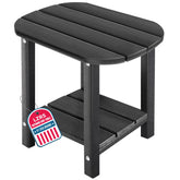 LZRS front view of black patio side table shows sturdy, weatherproof benefit