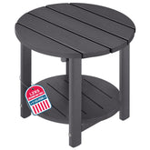 LZRS front view of round Adirondack side table showing sturdy design and curb appeal