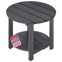LZRS front view of round Adirondack side table showing sturdy design and curb appeal