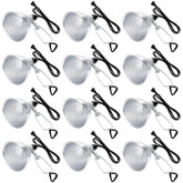 Macarrie front view of 12-pack clamp lamps showing compact reflectors and clamps