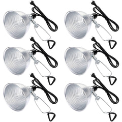 Macarrie front view of clamp lamp showing reflector and cord, precise directional lighting benefit